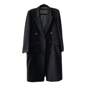 Men's Store Bloomingdale's Top Coat 40R Black Wool Cashmere Double Breasted $648